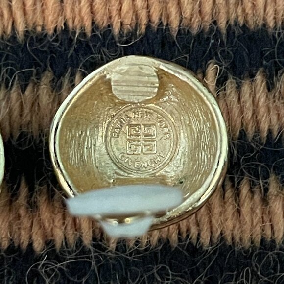 Vintage Givenchy Paris New York Gold Tone Swirl Pattern Clip On Earrings - Picture 6 of 9